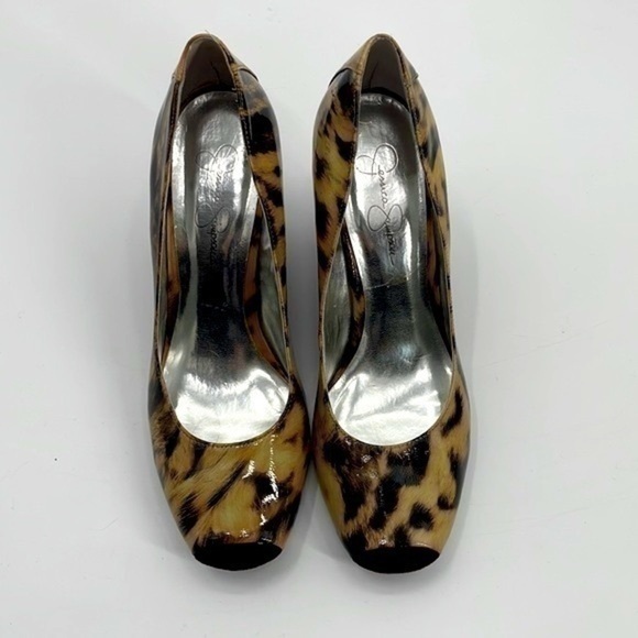 Jessica Simpson brown and tan patent leather square toe wedges size 9 no box - Picture 3 of 7